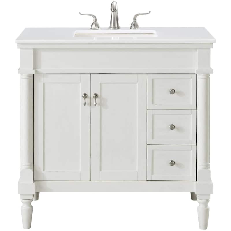 Elegant Lighting VF13036-VW Lexington 36" Free Standing Single Basin - Antique White - Antique