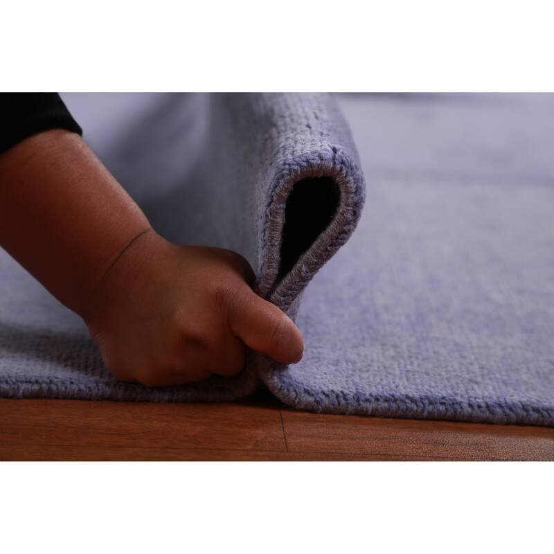 Hand Knotted Oriental 100% Wool Carpet Modern Solid Navy Blue & Blues Gabbeh Area Rug - 13' 10'' X 10' 1''
