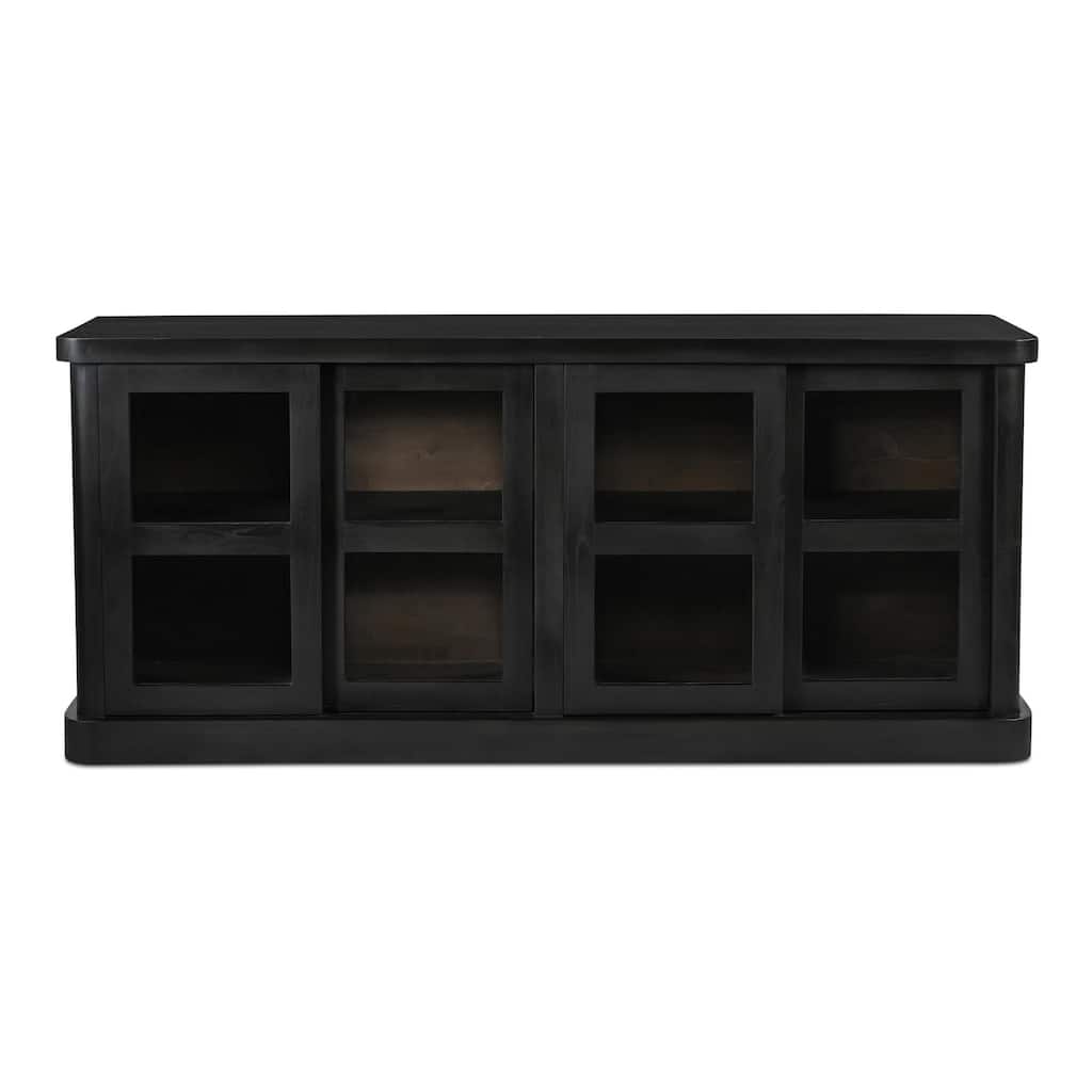 NADAAL STUDIOS Selira, Wooden Sideboard With Glass Sliding Doors - 78"W x21"D x33.5"H