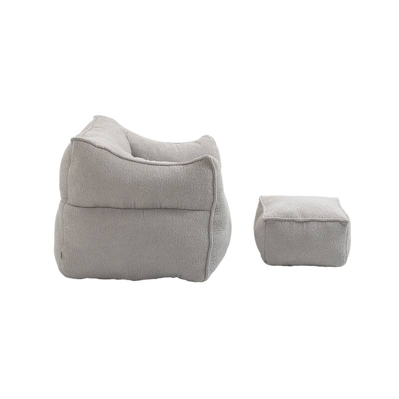 GDFStudio - COOLMORE Boucle Bean Bag Chair with Memory Foam Filling for Ultimate Comfort
