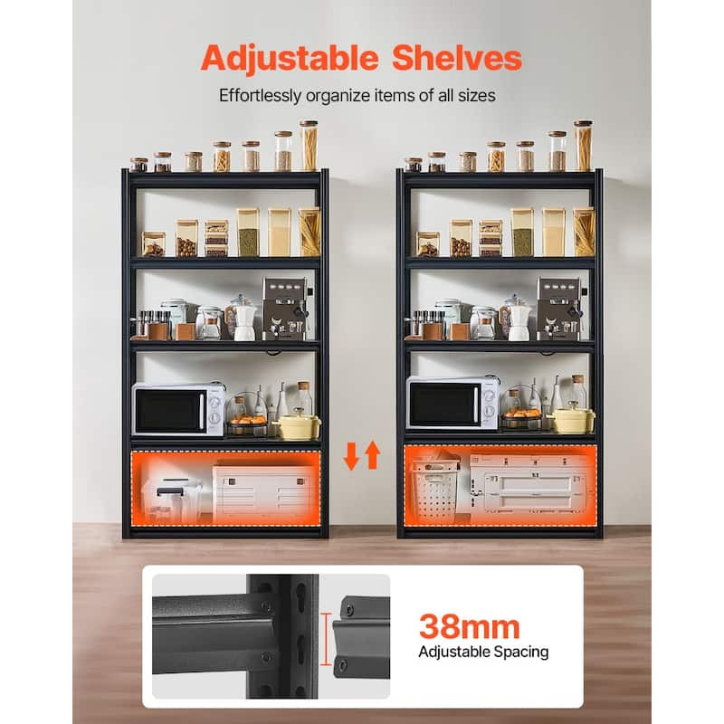 Black Steel Adjustable Garage Shelves, 3000 lbs Heavy-Duty Rack