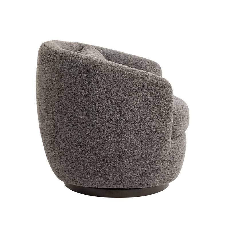 Upholstered Swivel Barrel Armchair with Storage and Metal Base