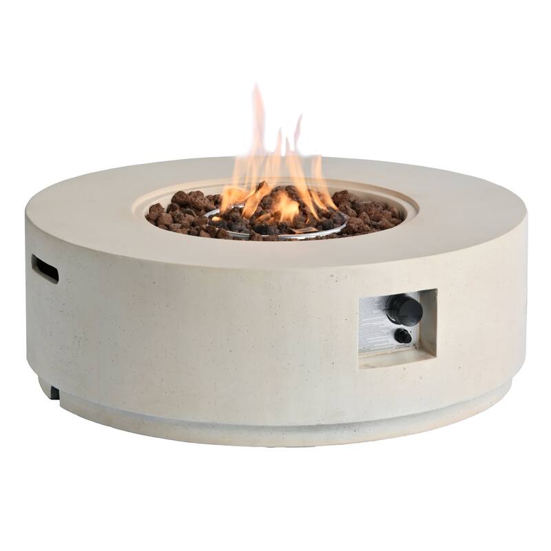 38.2" Round Outdoor Propane Fire Pit, Outside Fire Pit Table with 50000 BTU, Steel Burner, Lava Rocks, Waterproof Cover