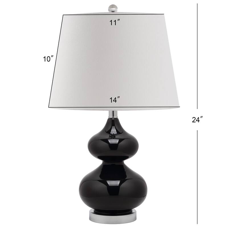 SAFAVIEH Lighting Kimberely 24-inch Double Gourd Glass White Table Lamp (Set of 2) - 14"x14"x24" - 14Wx14Dx24H