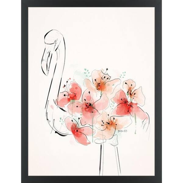 Shop Easy Art Prints Green Lili S Flamingo Flowers Premium