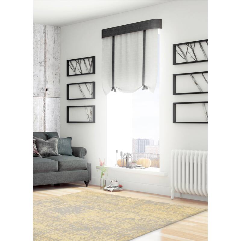 ECARPETGALLERY Hand-knotted Elysian Light Gold Silk, Wool Rug - 6'7 x 9'11