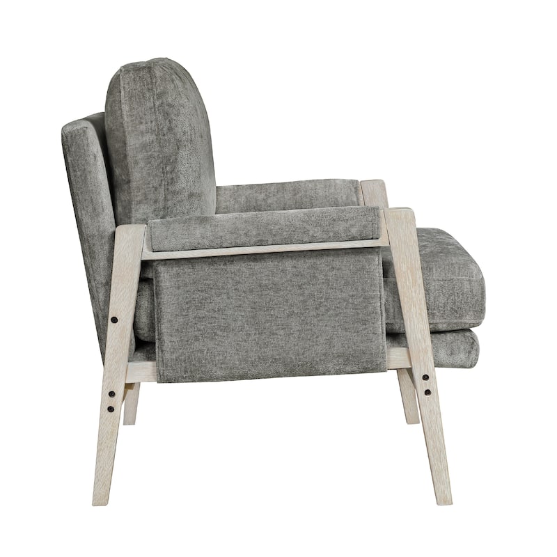 Mao Accent Armchair, Removable Cushion Cover, Brownish Gray Chenille