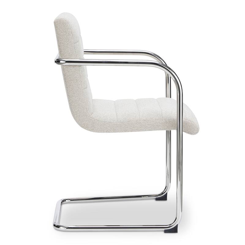 Title: NADAAL STUDIOS Cyran Dining Chair, Faux Green Upholstery, Stainless Steel Cantilever Frame - Set of 2