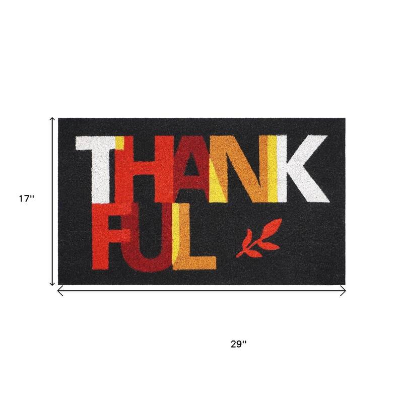 HomeRoots 17" X 29" Natural And Brown Thanksgiving Outdoor Coir Door Mat - 17.00' X '29.00