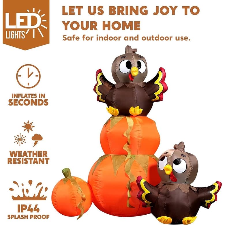 6FT Inflatable Turkey and Pumpkin Set