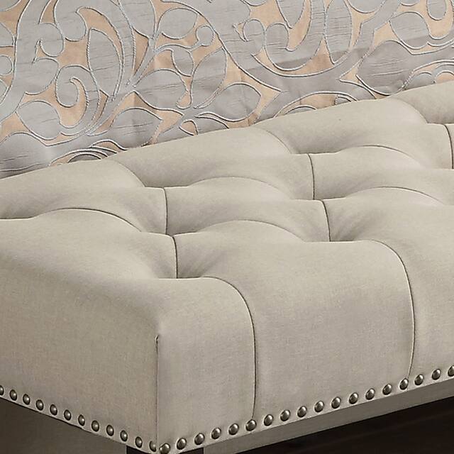 Moser Bay Almaraz 56 or 35 Inch Linen Upholstered Hand-tufted Transitional Bench