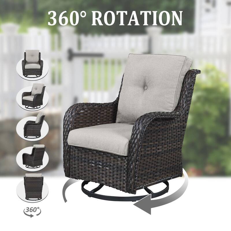 Outdoor Swivel Rocker Wicker Patio Chairs Set of 3