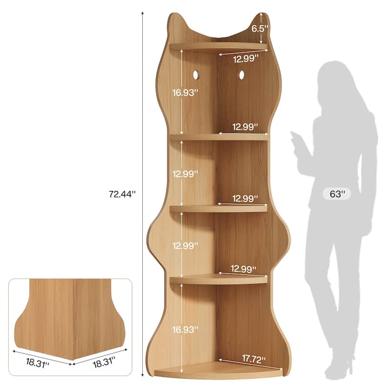 5-Tier Corner Shelf, Unique Bookcase Bookshelf for Living Room, Home Office