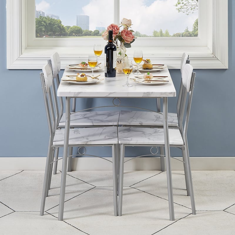Javlergo 5 Piece Dining Table Set, Kitchen Wood Table and Chairs for 4, Dining Room Sets