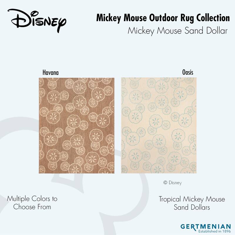 Disney Licensed Mickey Mouse Indoor Outdoor Flatweave Area Rug Tropical Surfing Polypropylene Coastal Accent Rug
