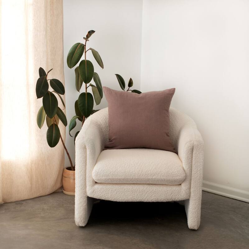 100% French Linen Throw Pillow Sham by BOKSER HOME - Pillow Covers - 20" x 20" - Clove