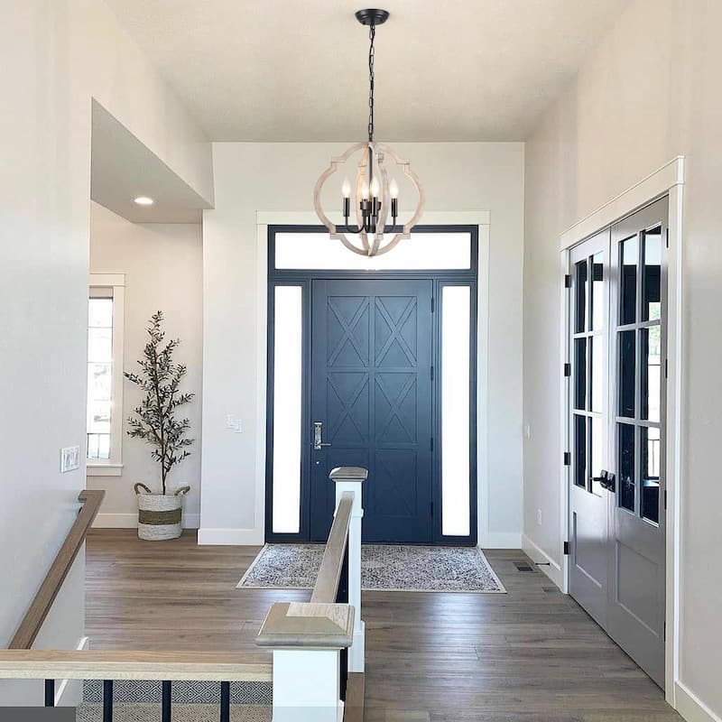 4-Light Rustic Candlestick Hanging Linear Chandelier Lighting Island Chandelier for Dining Room Kitchen Island