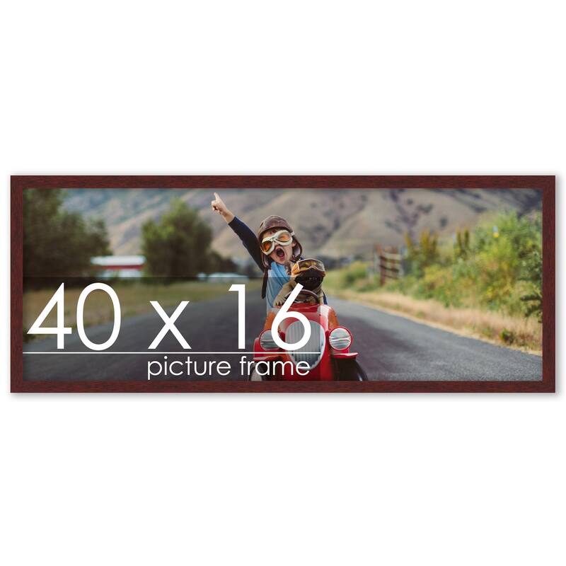 40x16 Traditional Walnut Complete Wood Panoramic Frame with UV Acrylic