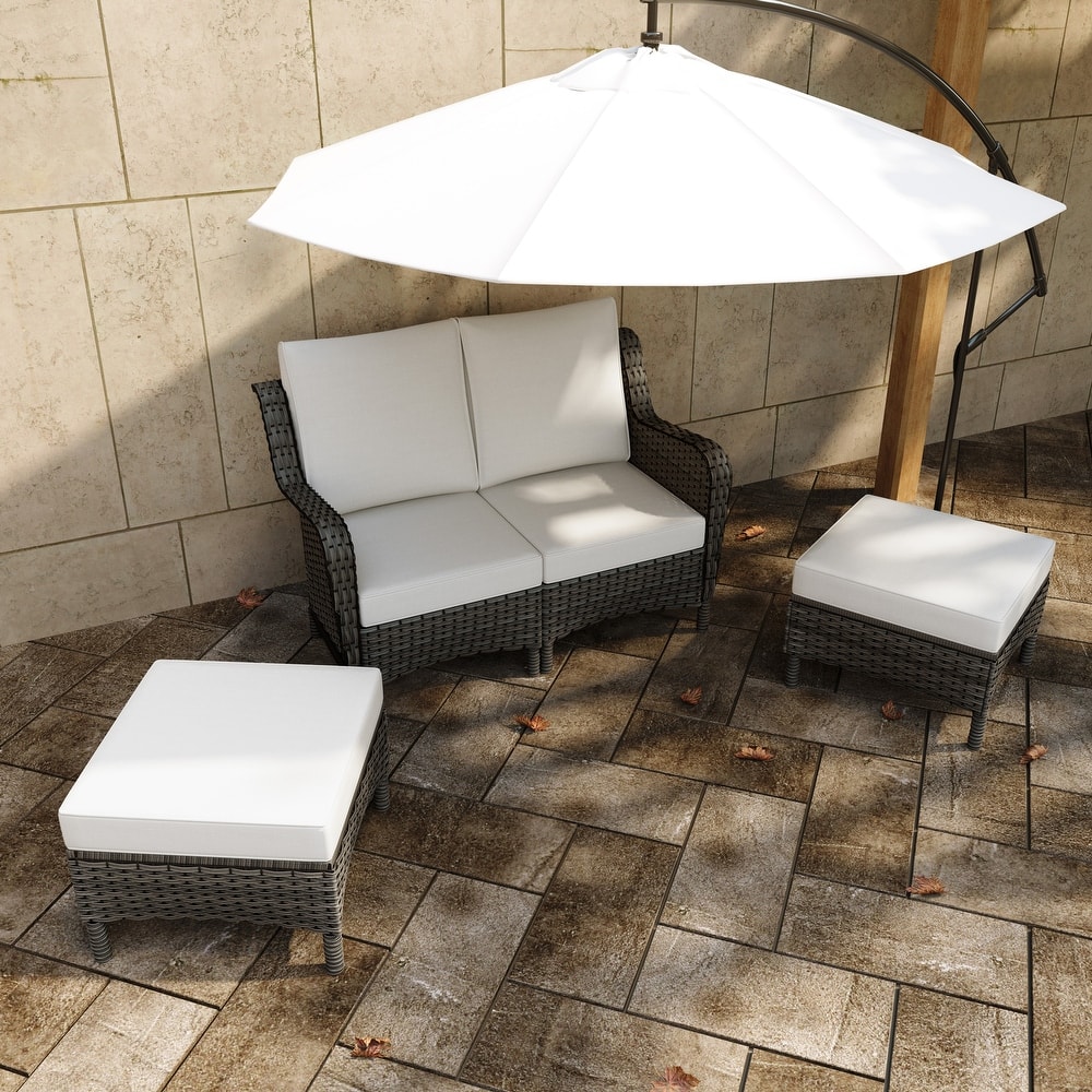 4-piece Outdoor Rattan Sectional Sofa Set With Cushion