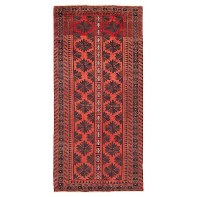 ECARPETGALLERY Hand-knotted Baluch Red Wool Rug - 2'11 x 6'1
