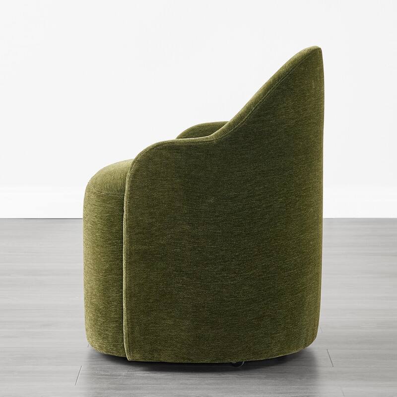 Spruce & Spring Modern Swivel Dining Chair with Hidden Wheels & Arm