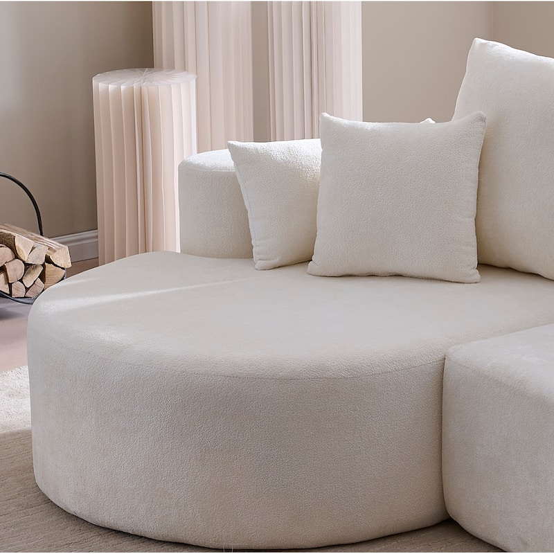 Christopher Knight Home - 106'' Cloud Curved Sectional Sofa with Right Chaise Lounge and Ultra-Soft Foam Comfort