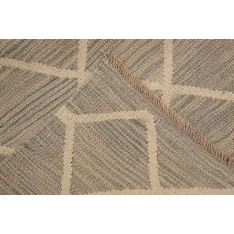 Hand Woven Oriental 100% Wool Carpet Southwestern Modern Greys & Charcoal Kilim Area Rug - 6' 6'' X 5' 1''