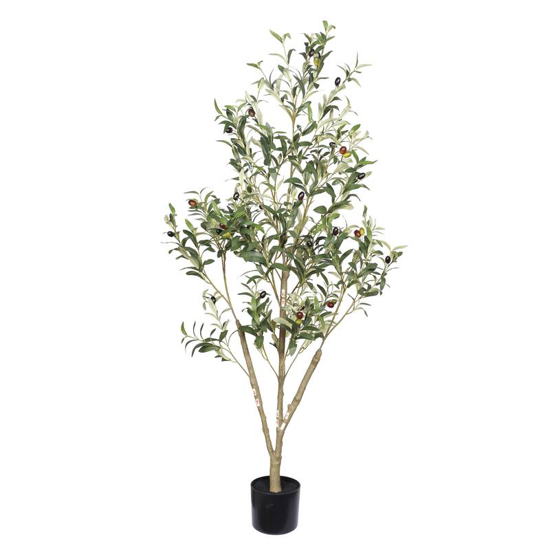 5" Artificial Olive Tree in Black Plastic Pot, 1pc/set