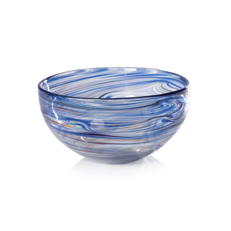 Delphine Glass Serving Bowl - Multi Blue - 8" x 4"