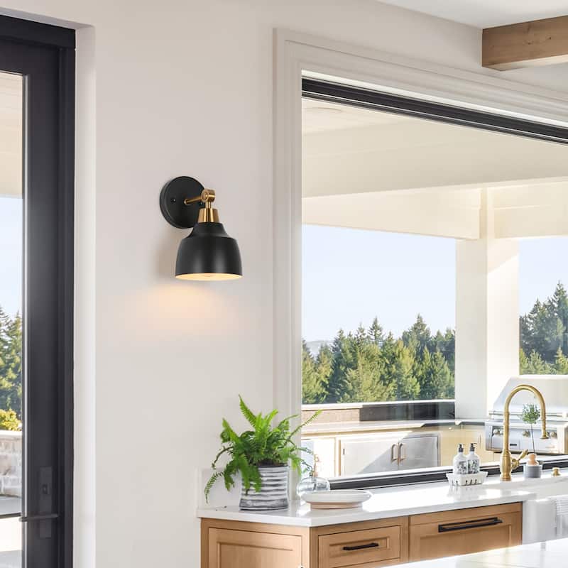 Modern 1-Light Black Gold Dimmable Wall Sconces Bathroom Vanity Light
