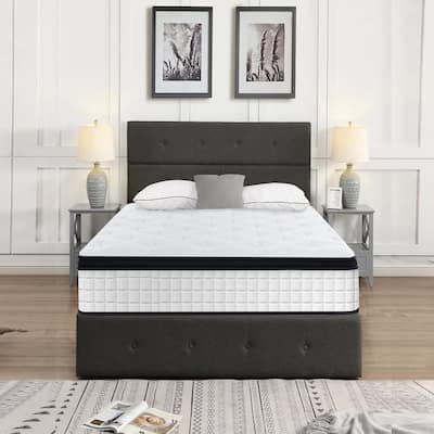 Twin Size 12 Inch Hybrid Mattress Individual Pocket Spring 7-Zoned Memory Foam Knitted Cover Certipur-Us White