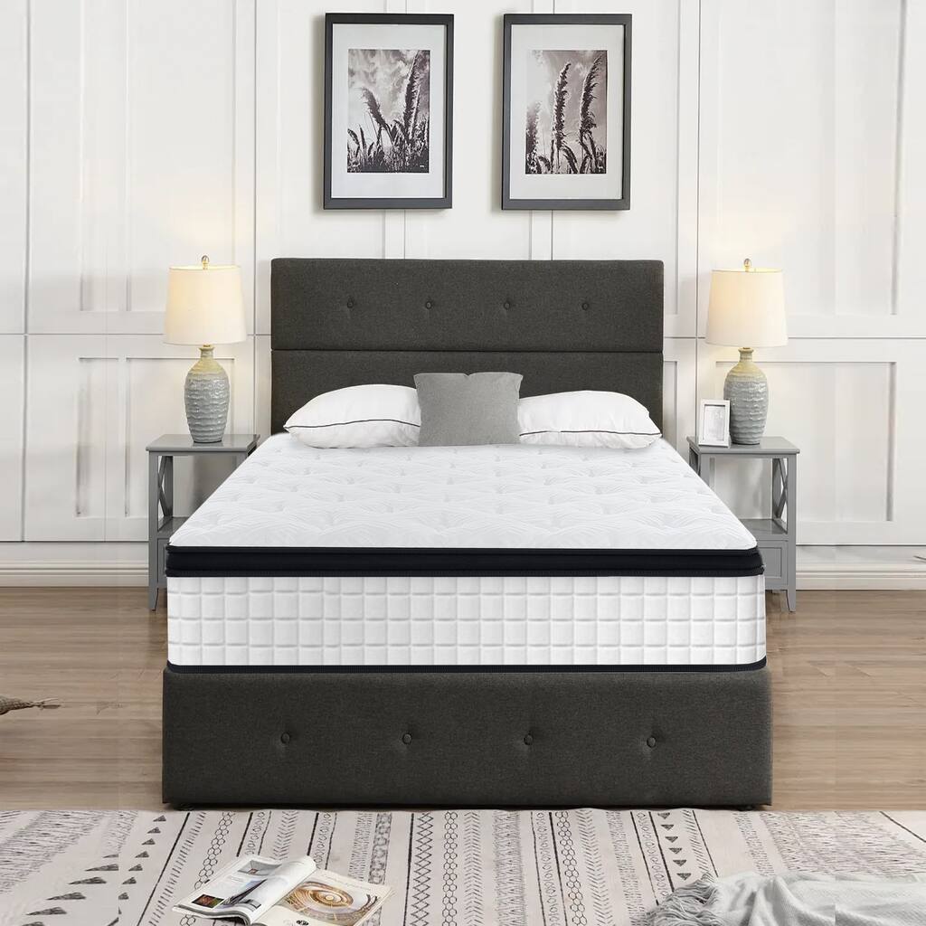 Twin Size 12 Inch Hybrid Mattress Individual Pocket Spring 7-Zoned Memory Foam Knitted Cover Certipur-Us White