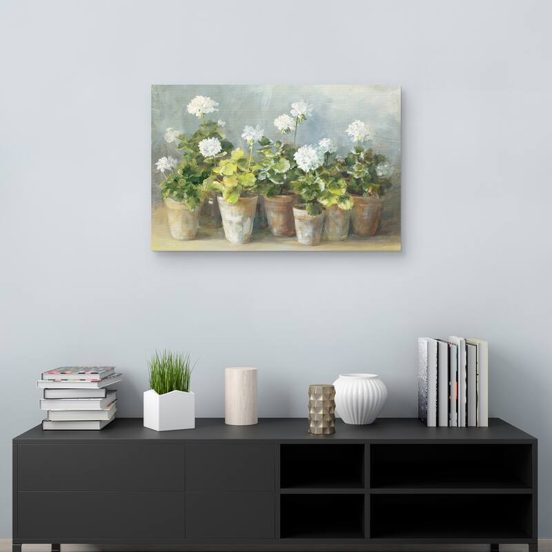 White Geraniums by Danhui Nai Canvas Art Print