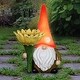 preview thumbnail 2 of 13, Exhart Solar Sunflower Simon Garden Gnome Statue, 12 Inch