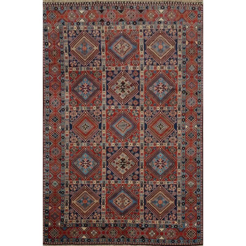 Hand Knotted Oriental 100% Wool Carpet Traditional Geometric Oranges & Rust Yalameh Area Rug - 11' 9'' X 8' 5''