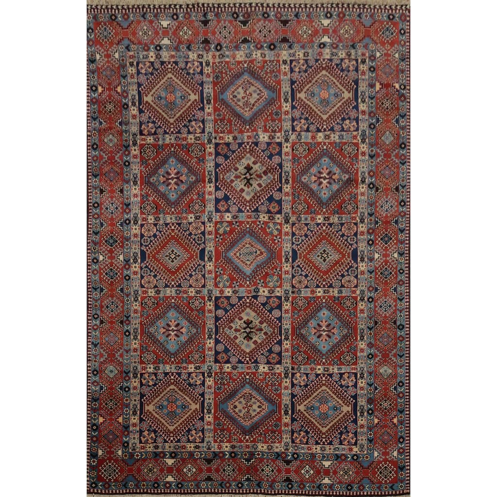 Hand Knotted Oriental 100% Wool Carpet Traditional Geometric Oranges & Rust Yalameh Area Rug - 11' 9'' X 8' 5''
