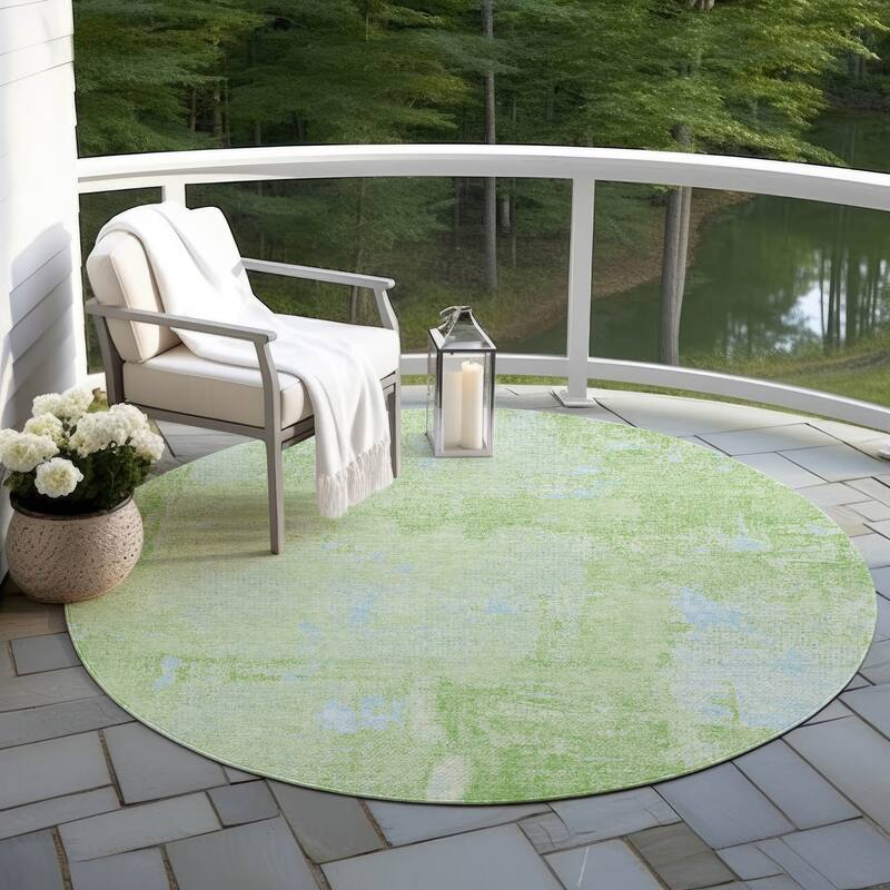 Machine Washable Indoor/ Outdoor Abstract Imprints Chantille Rug