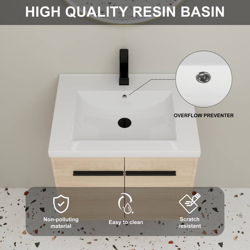 Beingnext 16''/20''/24"/30"/36" Bathroom Vanity with Sink, Floating Bathroom Vanity with Soft Close Door