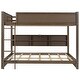 preview thumbnail 10 of 10, Queen over Queen Bunk Bed with Storage Cabinets and USB Ports, Antique Wood
