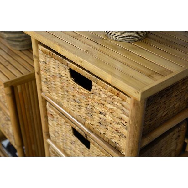 Shop Open Sided Bamboo Storage Cabinet W 4 Hyacinth Baskets