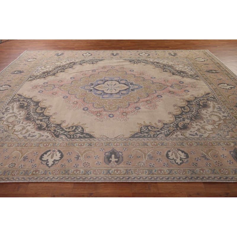 Tabriz Persian Vintage Area Rug Hand-Knotted Wool Carpet - 9'7" x 12'3"