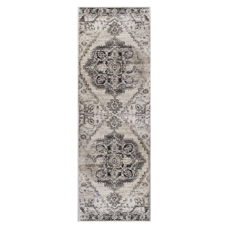 Superior Stretson Modern Farmhouse Medallion Slate Indoor Area Rug