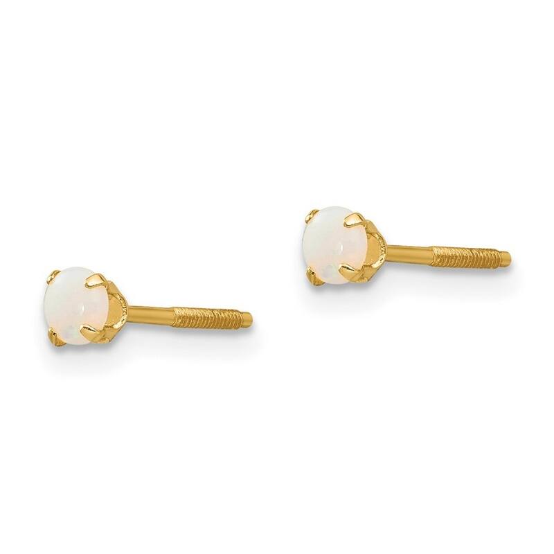 Curata 14k Yellow Gold 3mm Created Opal Earrings (4x4mm)