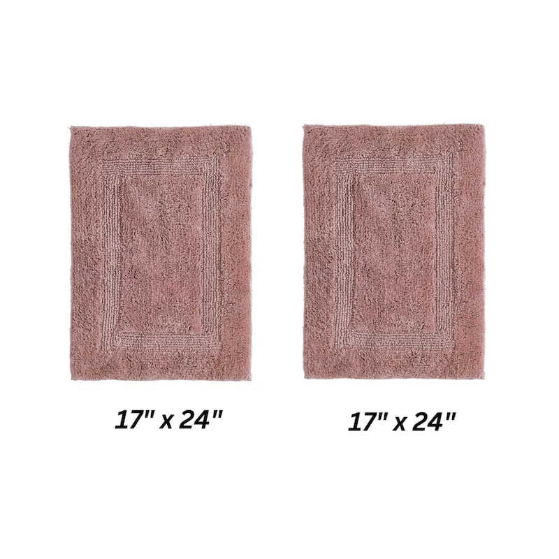 Better Trends Bath Rugs Set 100% Cotton Reversible Water Absorbent Bathroom Rug for Shower, Sink, Bath Mats - Lux Collection