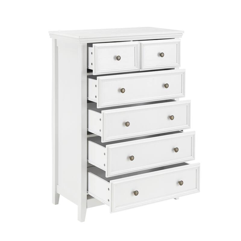 Modern 6 Drawers Dresser with Metal Handles and Metal Slide Rails