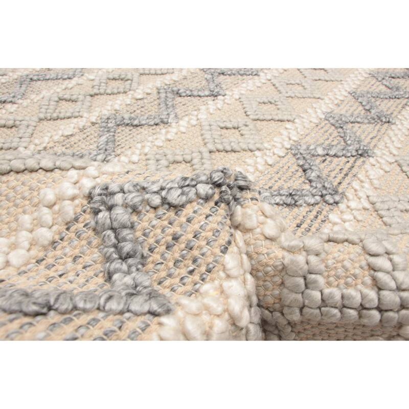 ECARPETGALLERY Braid weave Sienna Grey Wool Rug - 5'0 x 7'8