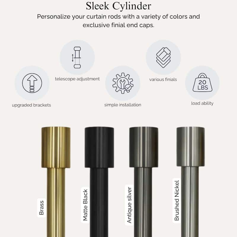 Linen Avenue Cylinder Single and Double Window Curtain Rod Set