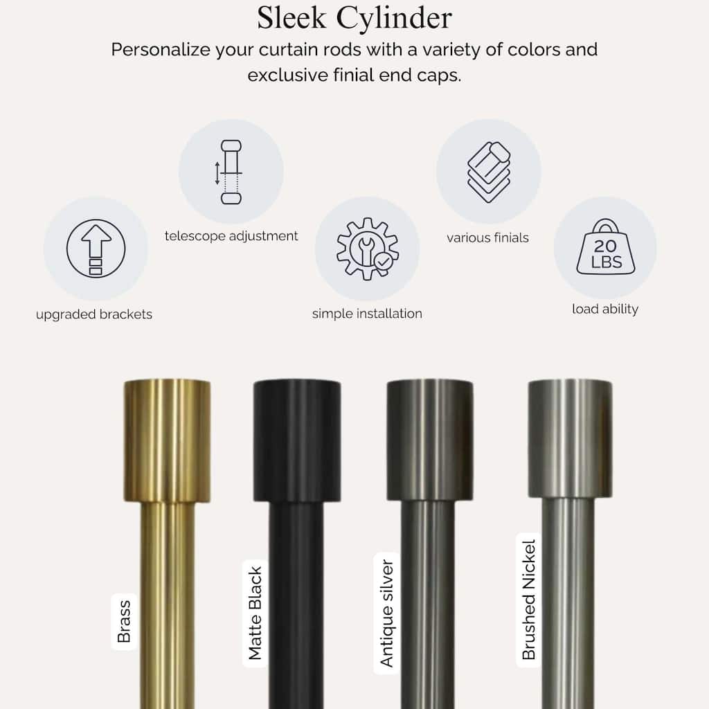 Linen Avenue Cylinder Single and Double Window Curtain Rod Set