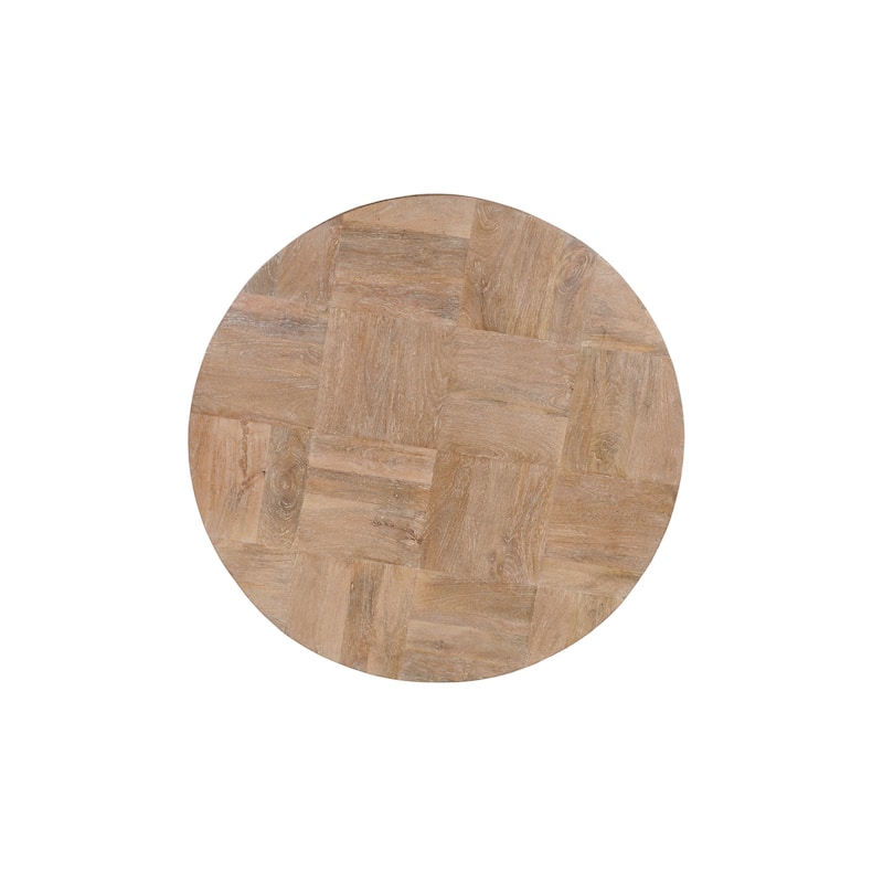 Caden Round Solid Wood Coffee Table with Geometric Top