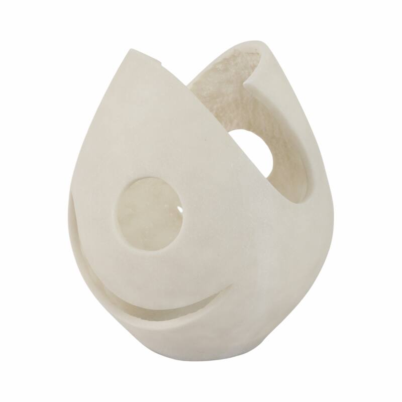 Resin Vase with Abstract Cutout Design Modern Decorative - 14" White